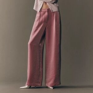Maeve Anthropologie Shimmered Wide-Leg Trousers in Orchid Pink size 4 NWT